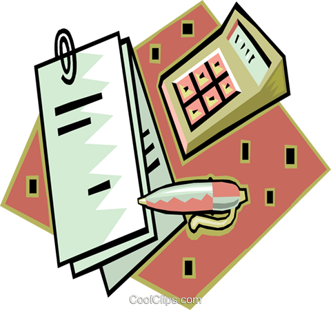 Calculator With Financial Records Royalty Free Vector - Financial Records Clipart (480x450), Png Download