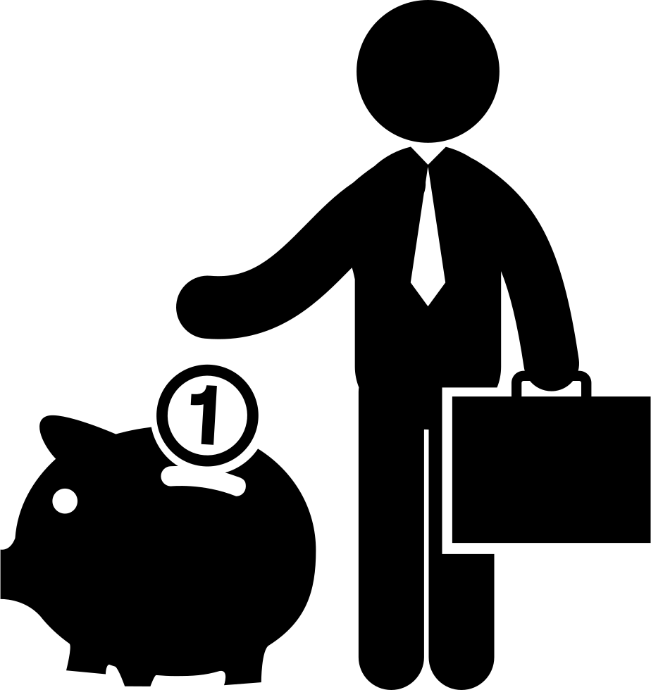 Businessman Saving Money In A Piggy Box Comments - Cartera De Clientes Icon (924x980), Png Download