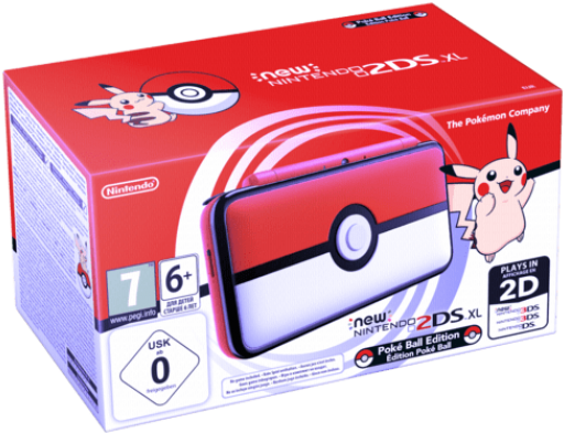 New Nintendo 2ds Xl Poké Ball Edition, Black (525x550), Png Download