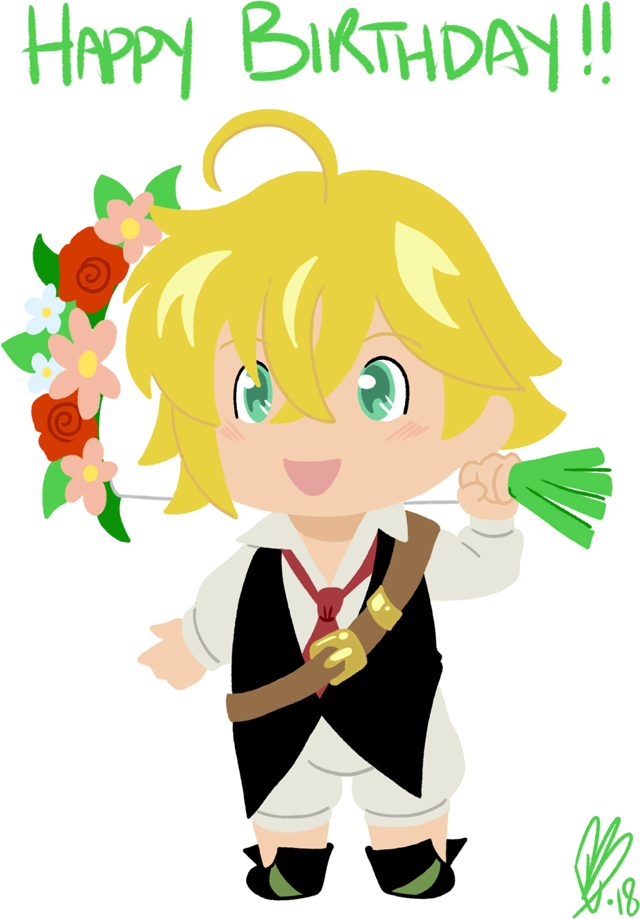 “drew This For A Friend's Birthday Some Good Ol' Meliodas - Birthday (1000x1400), Png Download