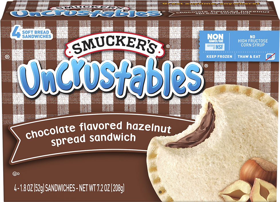 Uncrustables® Chocolate Flavored Hazelnut Spread - Smuckers Uncrustables Sandwich, Reduced Sugar, Peanut (993x1200), Png Download