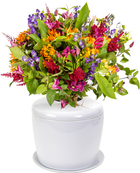 Bonsai Urn Ceramic Cremation Urn For A Bonsai Tree - Bunch Of Flowers (500x728), Png Download