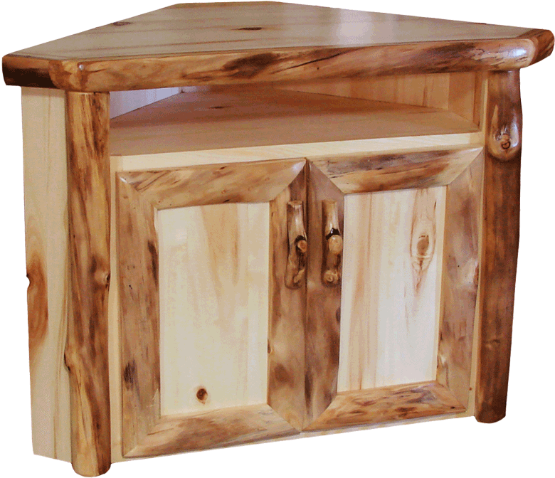 Aspen Log Corner Tv Stand - Glass (800x757), Png Download