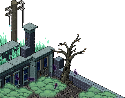 Landing - View - Background Left - Uri=http - //images - Habbo Halloween Png (431x337), Png Download