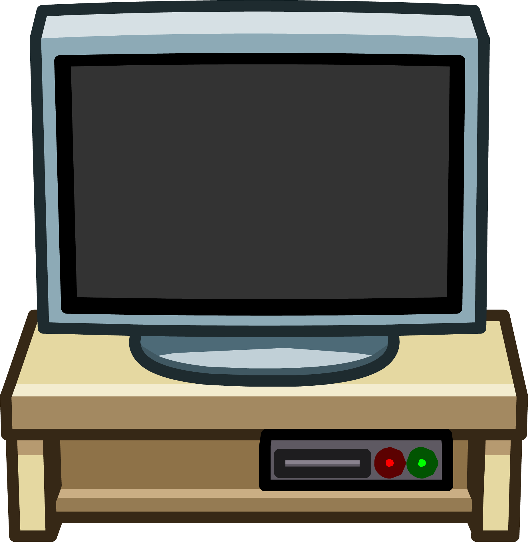 Gray Tv Stand Club Penguin Wiki Fandom Powered By Wikia - Club Penguin Furniture Tv (1850x1900), Png Download
