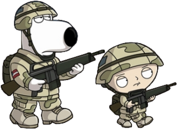 Stewie Brian In The Army - Family Guy Brian Soldier (816x600), Png Download