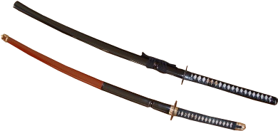 Sword With Ornaments And Cutting Sword (top) - Weapon (448x336), Png Download
