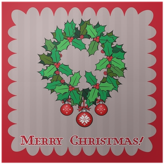 Vintage Christmas Card With Holly Berry - Christmas Card (400x400), Png Download