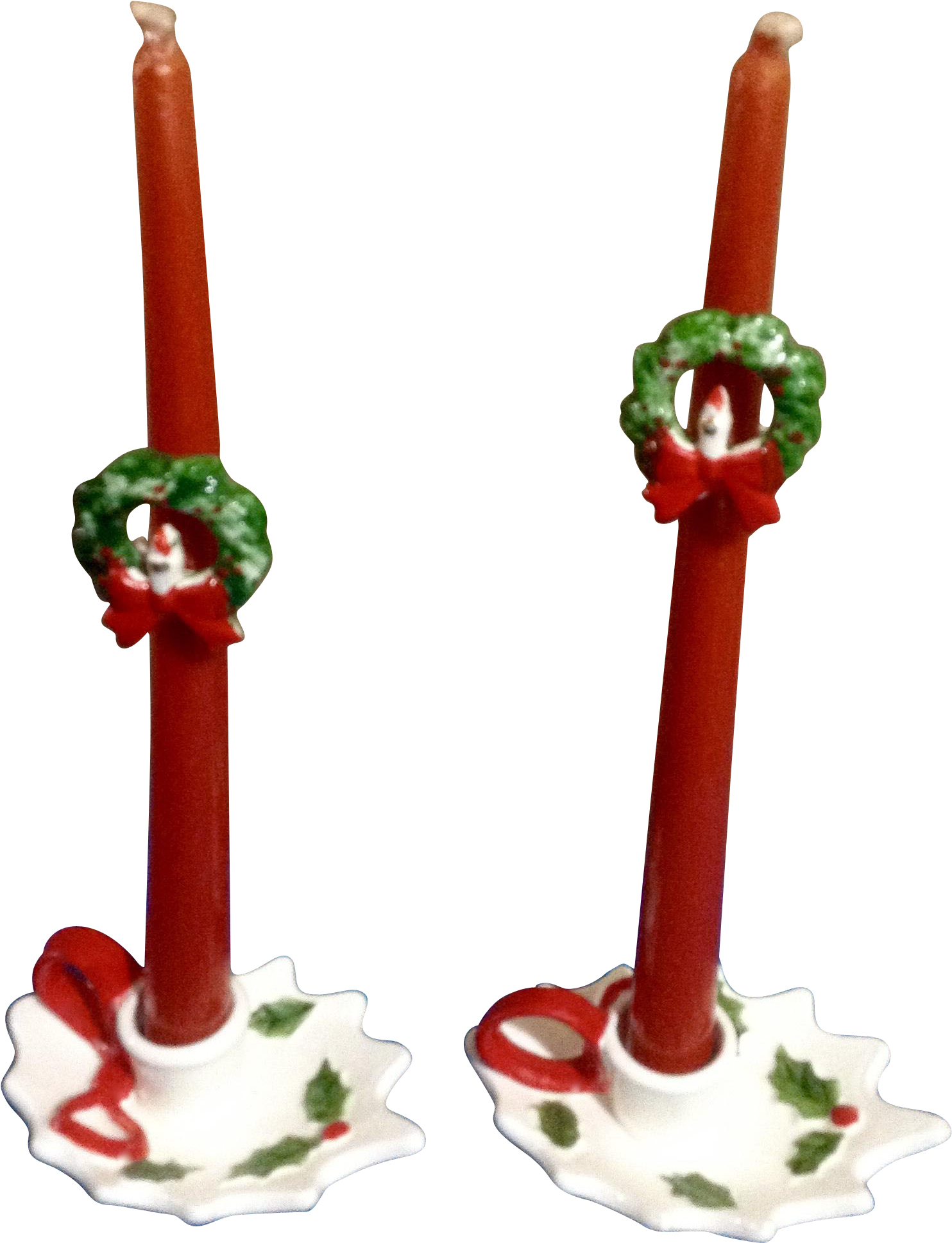 Vintage Lefton Christmas Holly Berry Leaf Ceramic Candle - Ceramic (1937x1937), Png Download