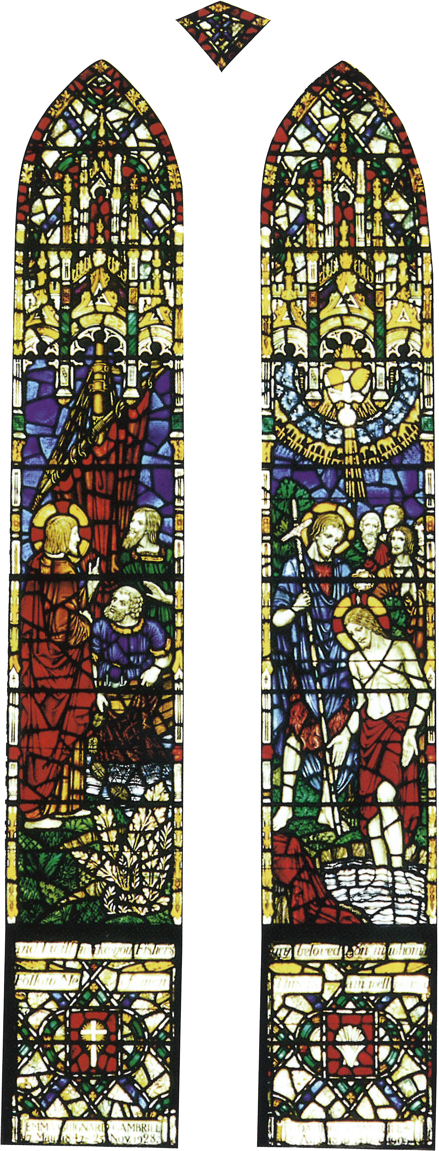 Brings Down The Holy Spirit In The Form Of A Shaft - Stained Glass (1599x4072), Png Download