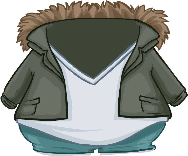 Green Fur Lined Jacket Clothing Icon Id 4805 - Club Penguin Green Jacket (784x661), Png Download