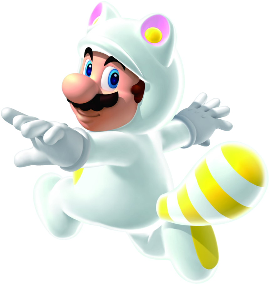 White Raccoon Mario - Super Mario 3d Land Luigi Tanooki (873x915), Png Download