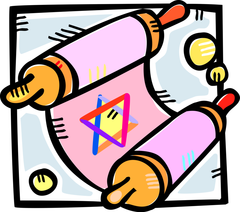 Vector Illustration Of Jewish Hebrew Sefer Torah Parchment (793x700), Png Download