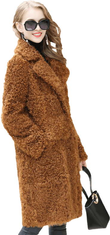 1705084 Lamb Fur Long Coat Lvcomeff - Overcoat (800x800), Png Download