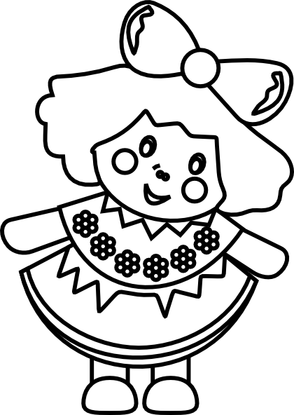 Baby Doll Clipart Black And White - Clip Art Of Doll (420x592), Png Download