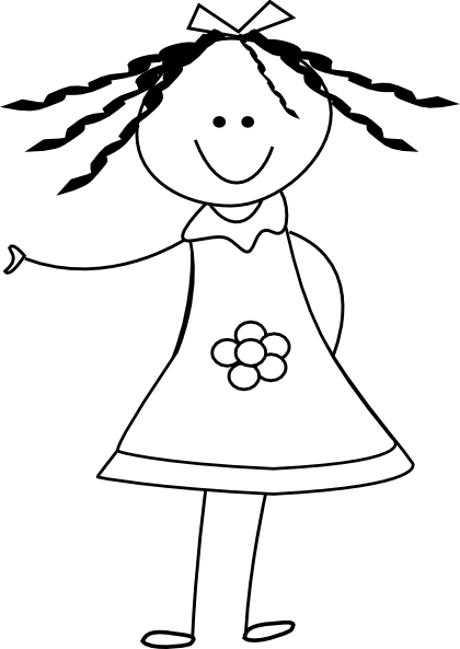 Doll Clip Art - Girl Stick Figure Transparent Background (420x593), Png Download