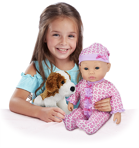 16” Baby Doll With Her Very Own Puppy, Wave Your Hand - Martina Y Su Mascota Muñeca (450x500), Png Download