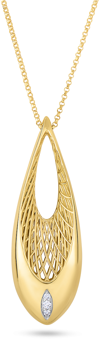 Roberto Coin 18kt Gold Drop Pendant With Diamonds - Locket (1600x1600), Png Download