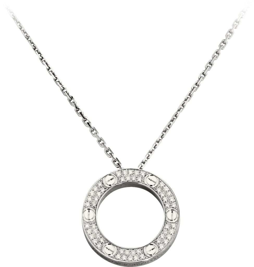 Cartier Love Necklace In White Gold With Diamonds Paved - Cartier Love Necklace Full Diamond (975x1024), Png Download