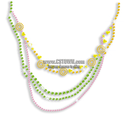 Colorful Necklace Rhinestone Nailhead Bling Iron On - Necklace (450x450), Png Download
