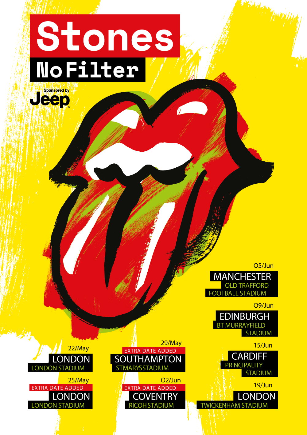 Rolling Stones Tour 2018 Support (1000x1414), Png Download