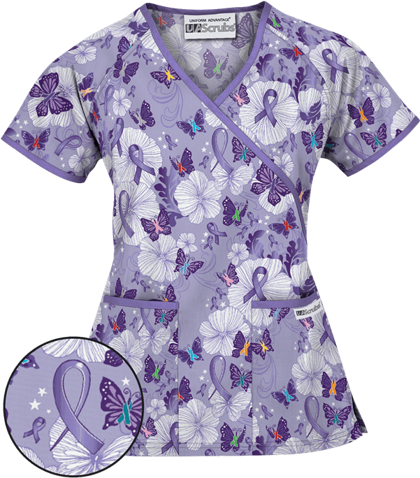 Wt668cad - Cure For All Dark Lilac Wrap Scrub Top (600x720), Png Download