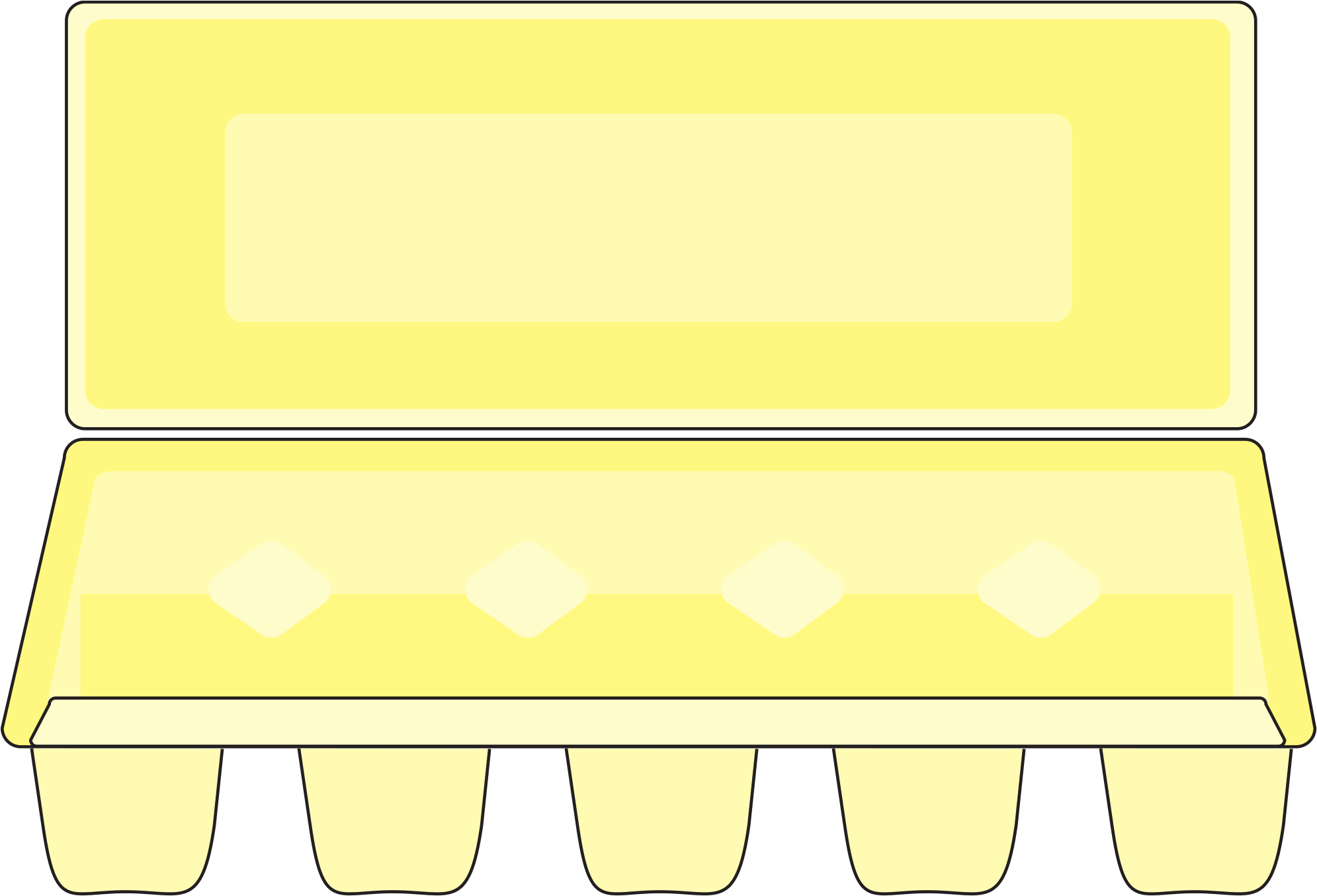 Open - Empty Egg Box Cartoon (2000x1364), Png Download