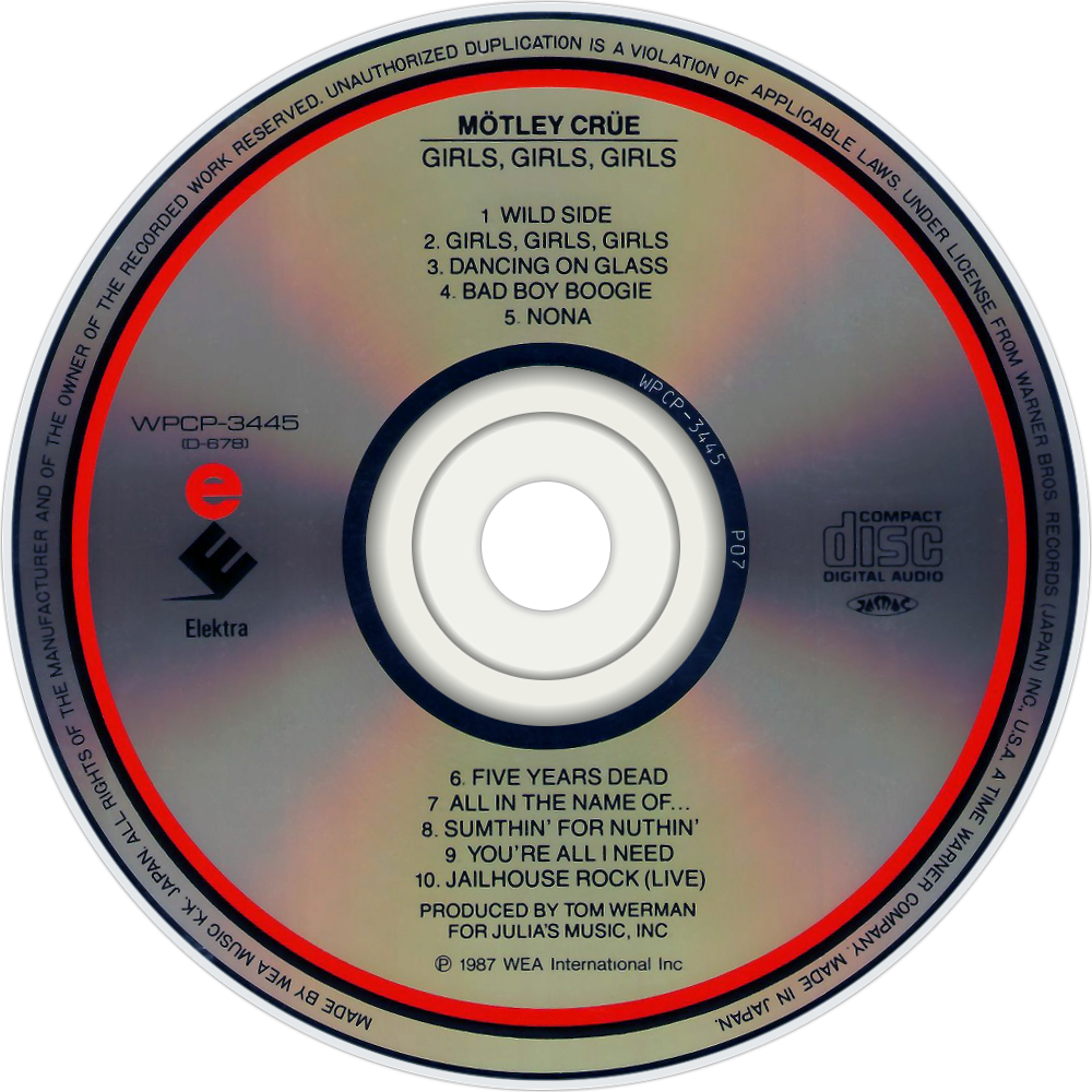 Mötley Crüe Girls, Girls, Girls Cd Disc Image - Another Place And Time (1000x1000), Png Download