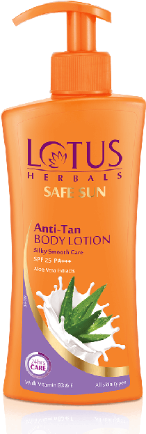 Lotus Herbals Safe Sun Anti-tan Body Lotion Spf 25 - Lotus Sunscreen Lotion (672x672), Png Download
