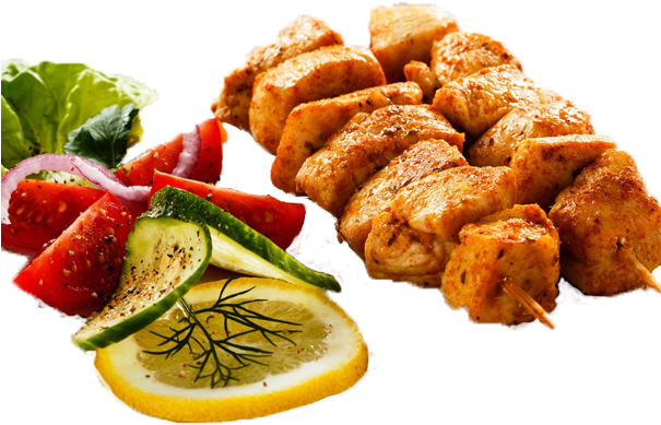 The Shish Kebab Is Chicken - Chicken Shish Kebab Png (604x453), Png Download