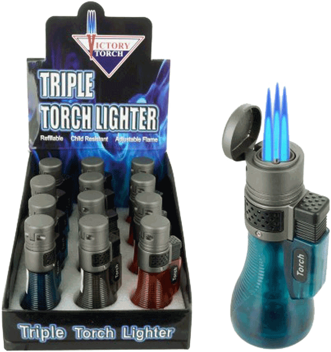 Download Triple Torch Lighter, Blue Flame Lighter Full Size PNG