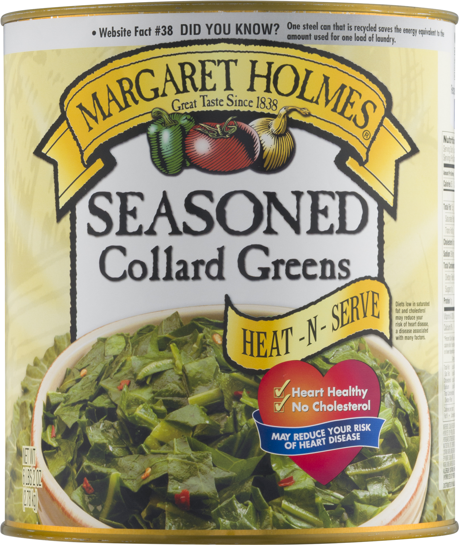 Margaret Holmes Seasoned Heat N Serve Collard Greens, - Margaret Holmes Seasoned Collard Greens - 14.5 Oz Can (1800x1800), Png Download