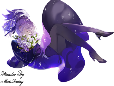 Anime, Anime Girl, And Flowers Image - Anime Girl With Cool Hair Render (500x362), Png Download