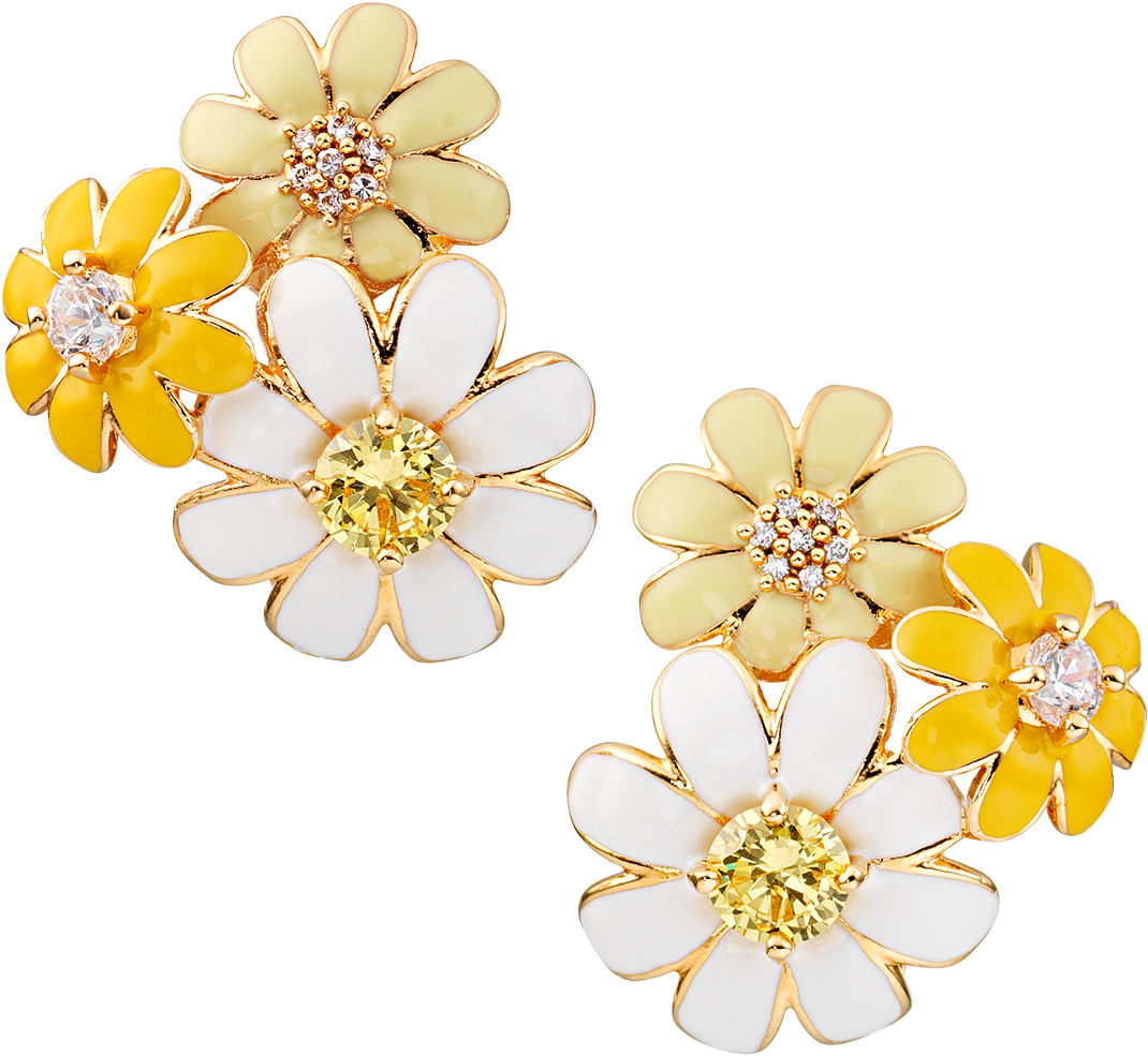 Daisy Cluster Clip On Earrings Yellow - Earrings (1200x1200), Png Download
