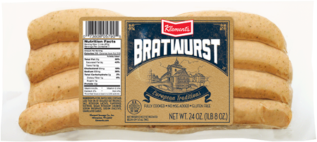 Klement's Bratwurst Cocktail Smokies, 14 Oz (450x529), Png Download