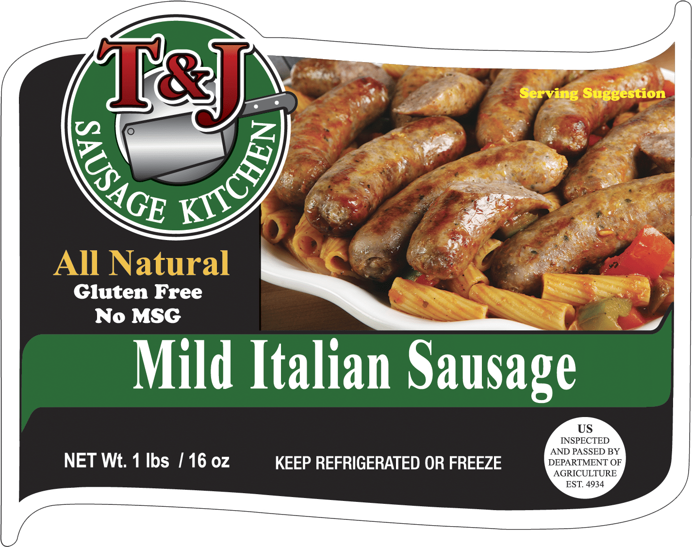 T & J Mild Italian Sausage - T&j Sausage Kitchen Hot (2100x1500), Png Download