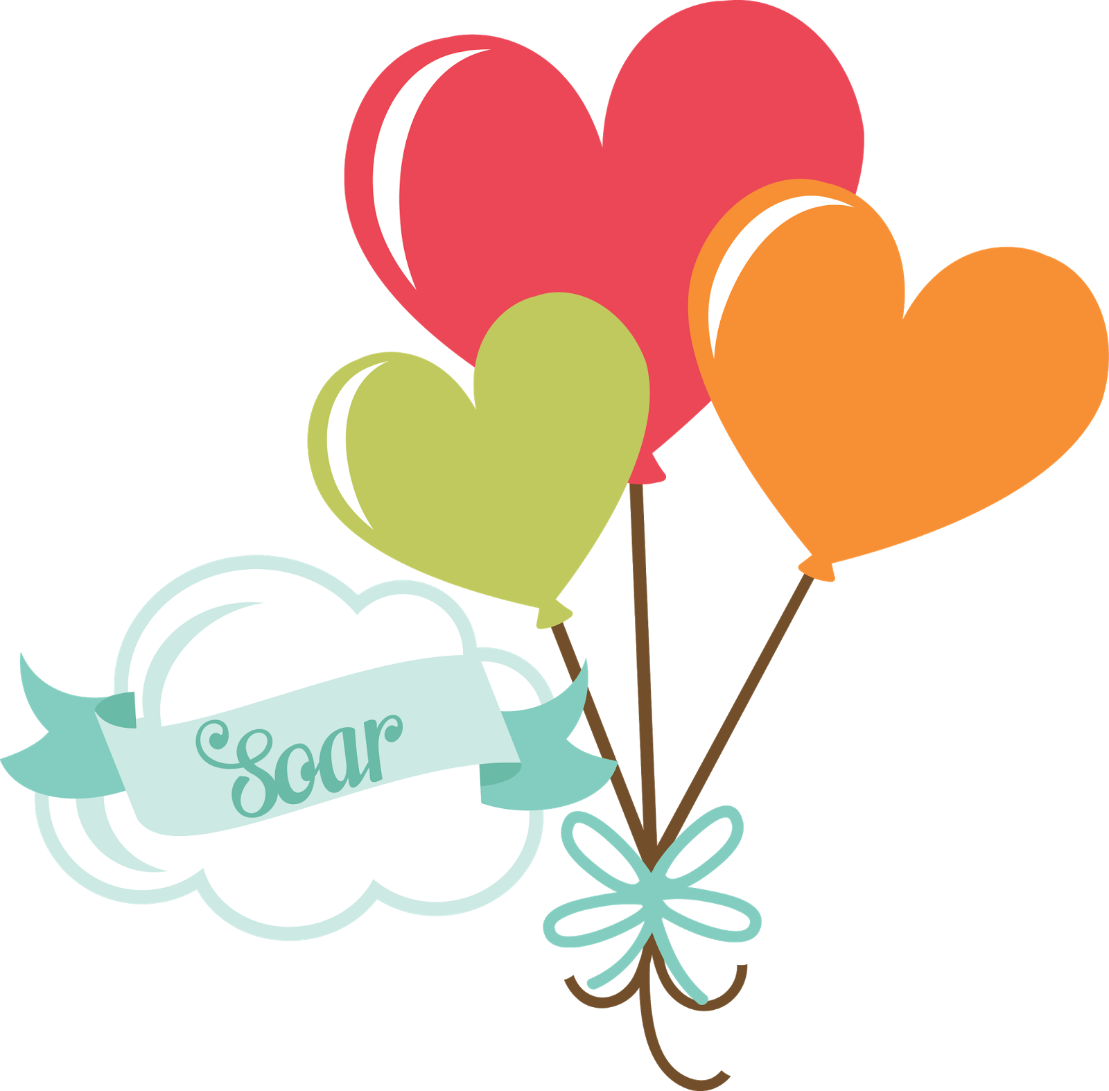 Soar Title With Heart Balloons - Heart Scrapbook Png (1600x1574), Png Download