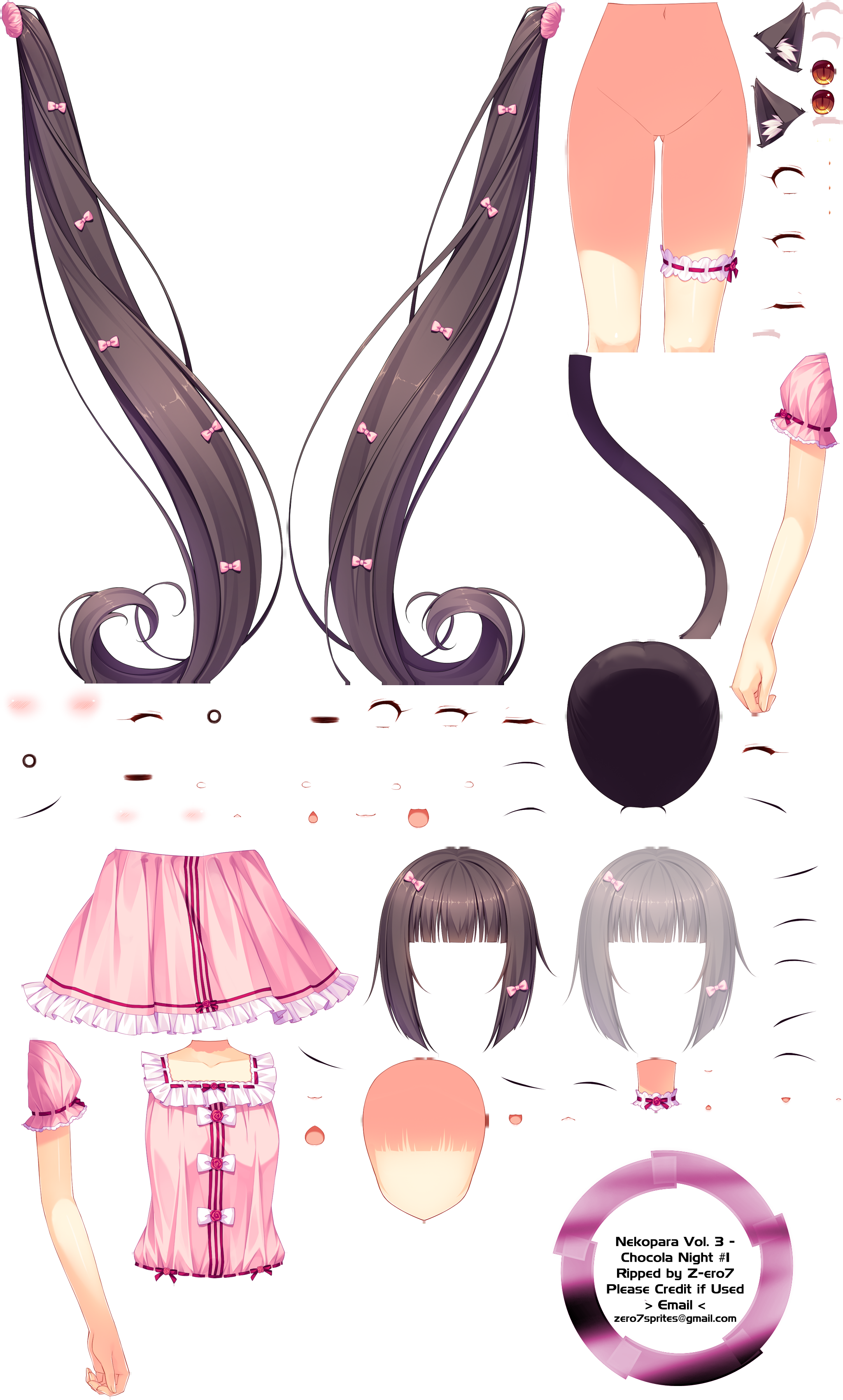 Click For Full Sized Image Chocola Night - Nekopara Vol 1 Sprites (2048x3400), Png Download