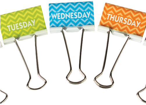 Chevron Days Of The Week Large Binder Clips - Teacher Created Resources Chevron Large Binder Clips (500x500), Png Download