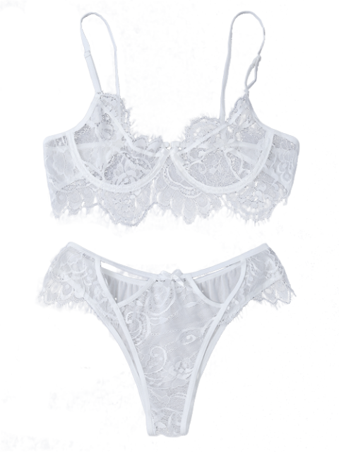 Underwire Sheer Lace Bra And Panty - Bra (480x640), Png Download