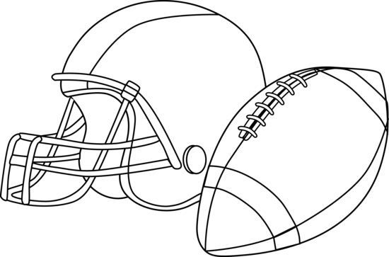 Football Black And White Football Clipart Black And - Football And Helmet Clipart (550x363), Png Download