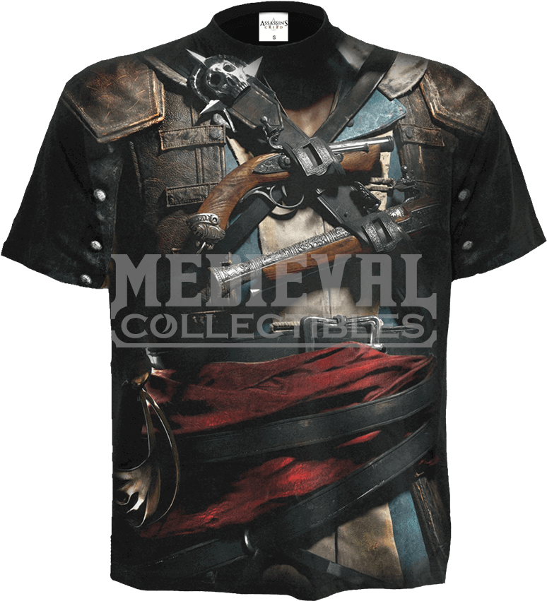 Assassins Creed Iv Black Flag Allover Edward Uniform - Edgy Graphic Tees Guys (850x850), Png Download