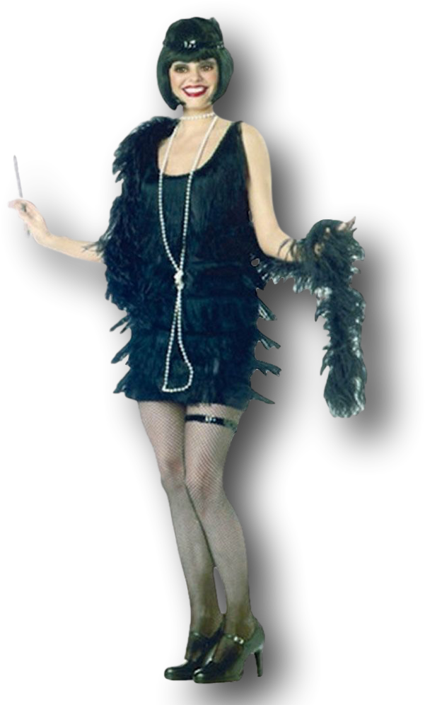 Flapper Costume Black - Fashion Flapper Adult Costume Black (1024x1024), Png Download
