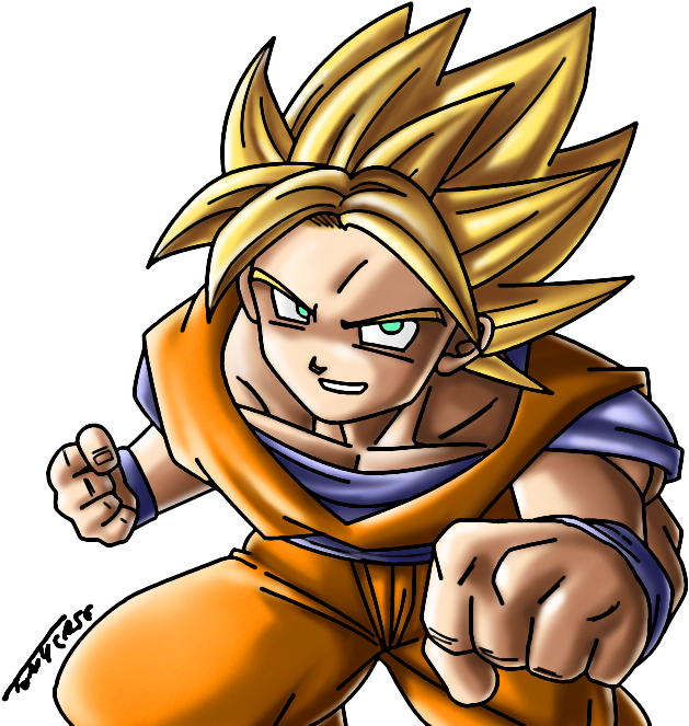 Goku Ssj - Autre Style - Cartoon (678x692), Png Download