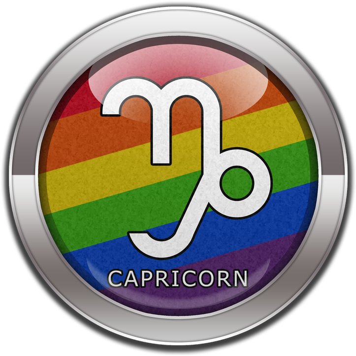 Capricorn Horoscope Symbol On Round Lgbt Rainbow Pride - Capricorn - Lgbt Pride Rainbow Round Car Magnet (800x800), Png Download