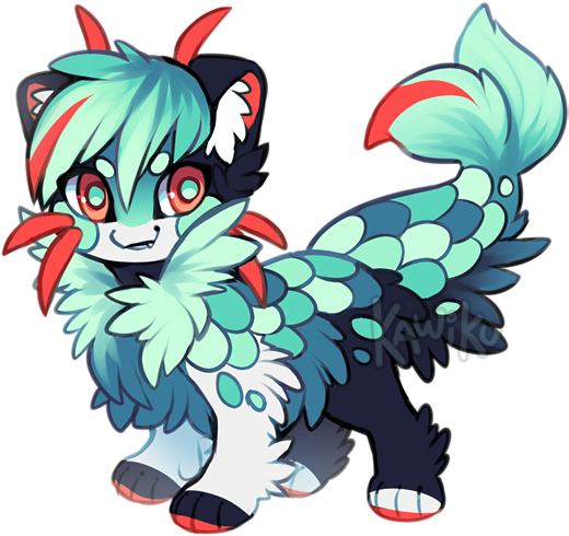 Creature Cat Fantasy Mermaid Mercat Black Scales Shell - Cartoon (560x531), Png Download