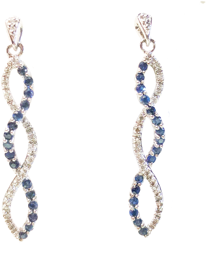 Sapphire & Diamond Infinity Swirl Drop Earrings 10k (1000x985), Png Download
