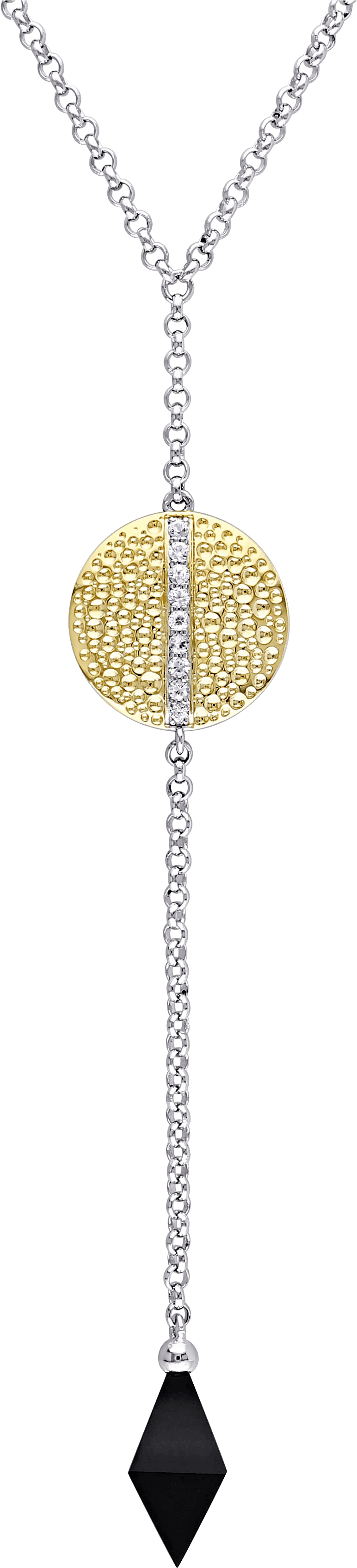 Black Onyx And White Sapphire Moonlight Drop Necklace - Chain (3500x3500), Png Download
