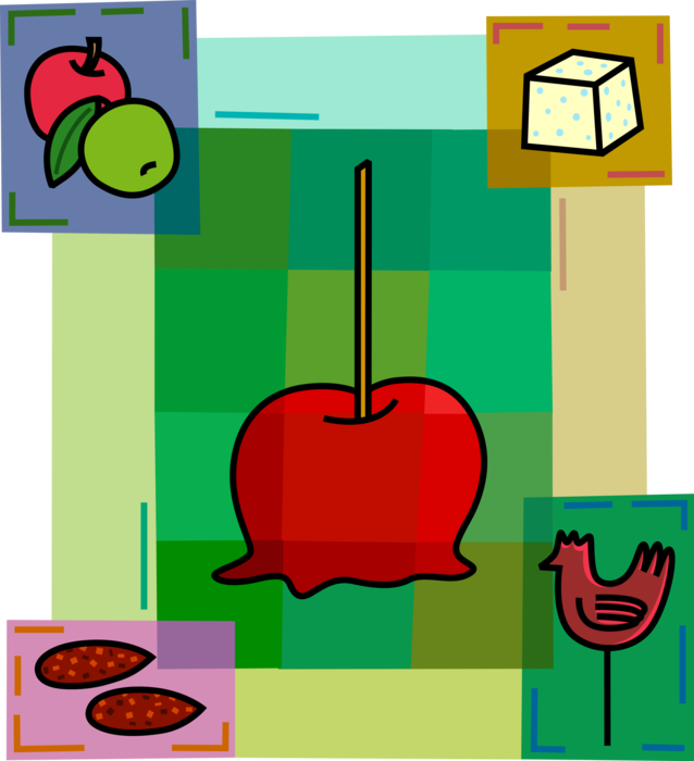 Vector Illustration Of Candy Apple Covered In Hard - Mcintosh (638x700), Png Download