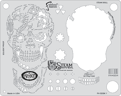 Craig Fraser\'s Steam Driven Steam Skull - Airbrush Templates (400x320), Png Download